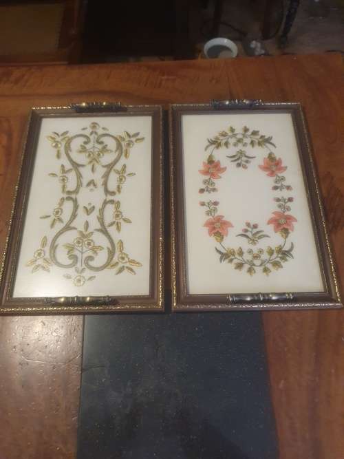 Two Stunning Embroidered Trays