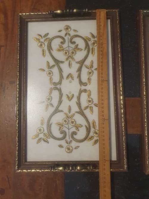 Two Stunning Embroidered Trays