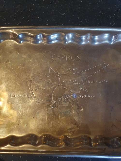 Vintage Brass Tray/Six Goblets