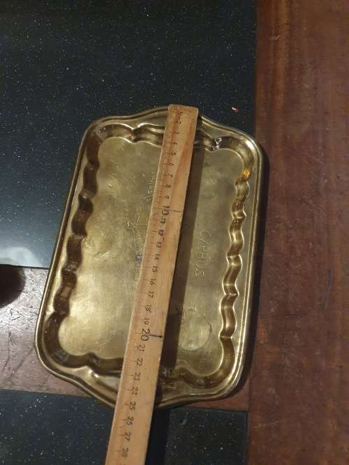 Vintage Brass Tray/Six Goblets