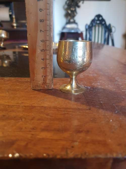 Vintage Brass Tray/Six Goblets