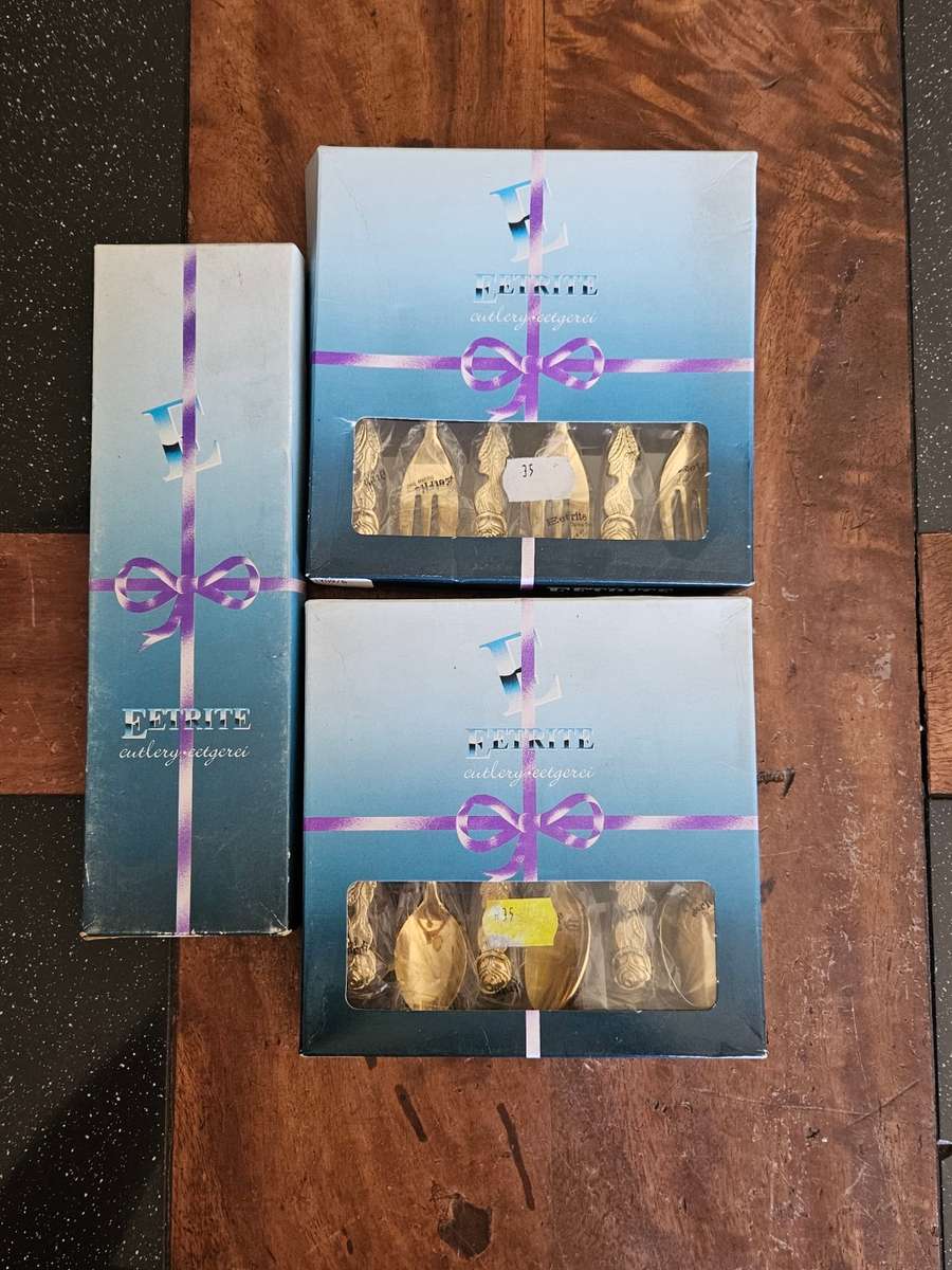 24 K Gold Plated Eetrite Cake Spoon & Fork Set Plus a Cake Lifter