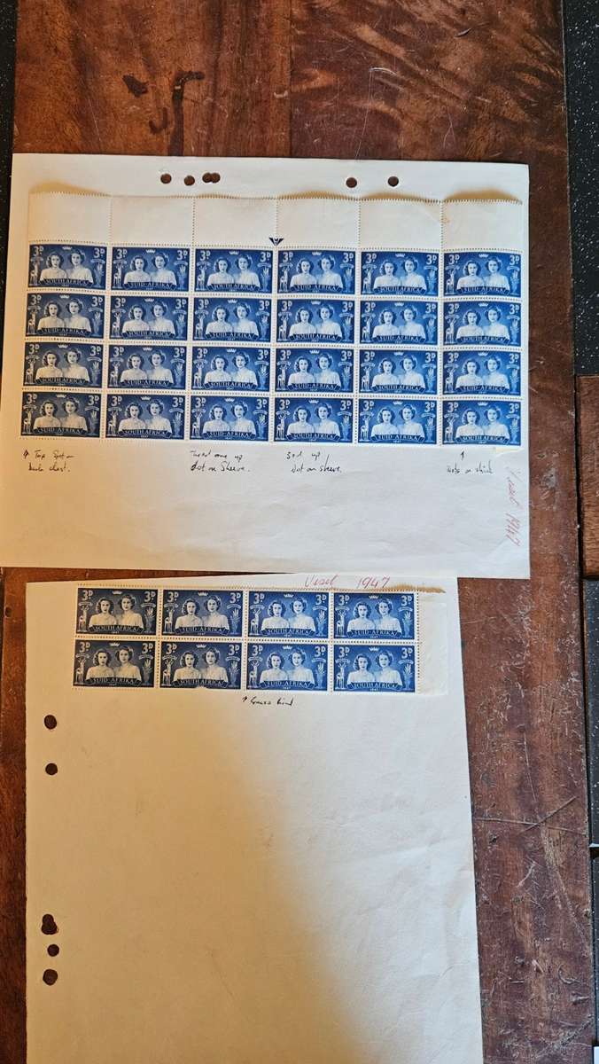 South African Stamp Sheet 1947
