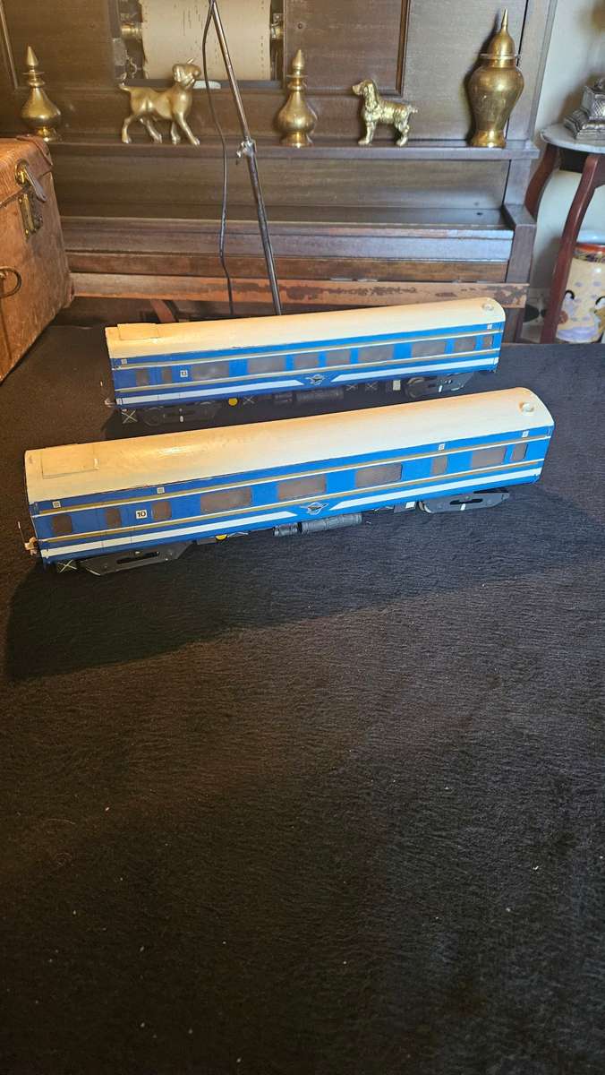 Vintage Blue Train Coaches