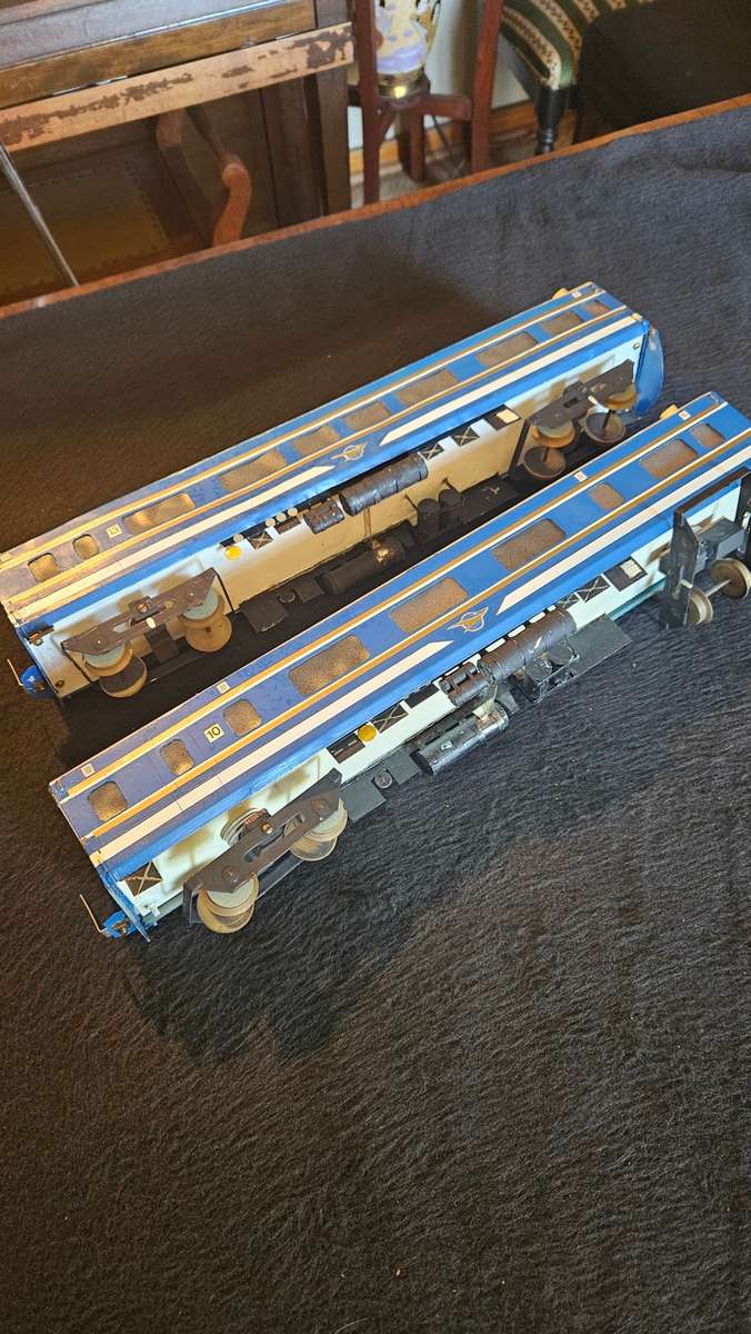 Vintage Blue Train Coaches