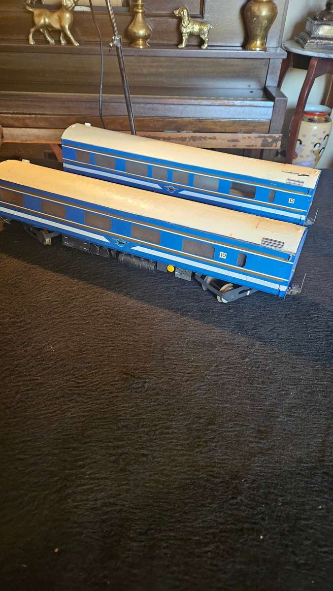 Vintage Blue Train Coaches