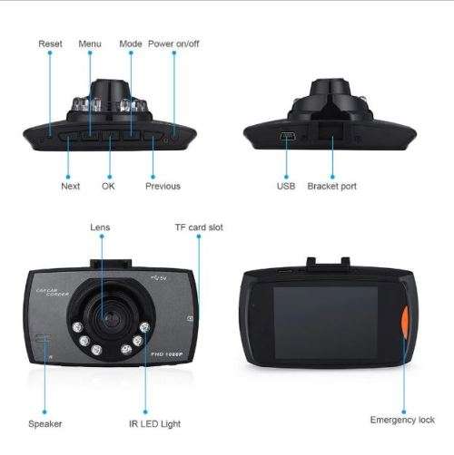 HD 1080p Car Camera & Recorder with G-Sensor, Loop Recording, Motion Detection etc.