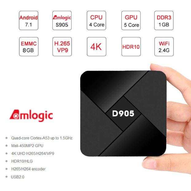 **2019** D905 OTT Smart Tv Box High Speed High Performance