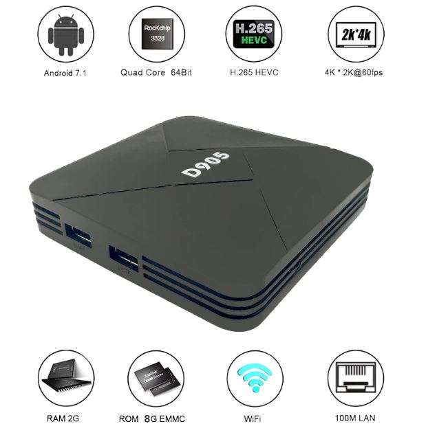 **2019** D905 OTT Smart Tv Box High Speed High Performance