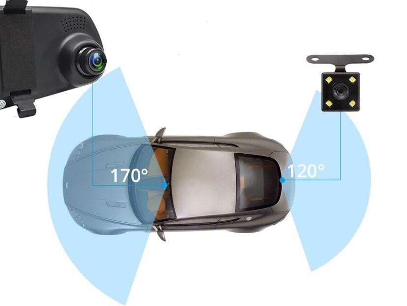 FHD 1080P Dash Cam 4.3 Inch Rearview Mirror Video Recorder With Rear View Camera Camcorder