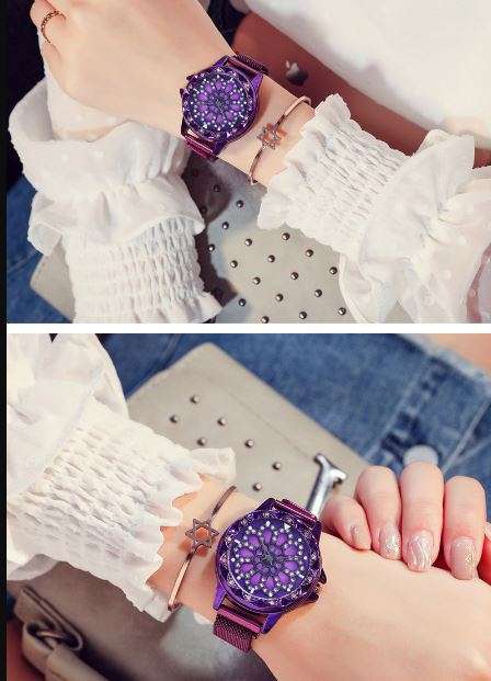 Lucky Women Wrist Watches Rotating Flower Watches with magnetic strap