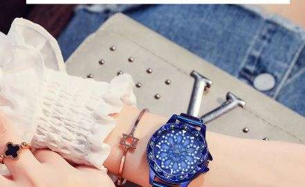 Lucky Women Wrist Watches Rotating Flower Watches with magnetic strap