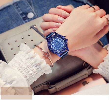 Lucky Women Wrist Watches Rotating Flower Watches with magnetic strap