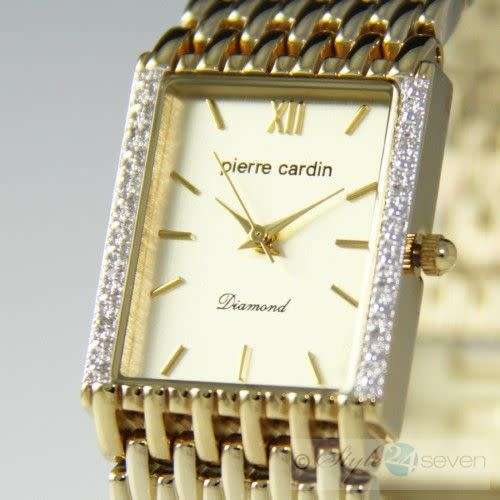 PIERRE CARDIN **AUTHENTIC GOLD-TONE DIAMOND ACCENTED WATCH