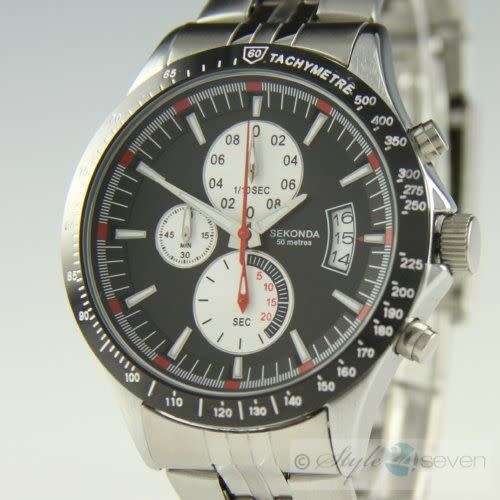 SEKONDA GENTS AUTHENTIC BLACK DIAL CHRONOGRAPH WATCH