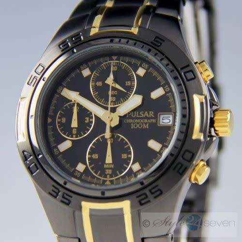 PULSAR **AUTHENTIC BRANDED 100m CHRONOGRAPH TWO-TONE WATCH