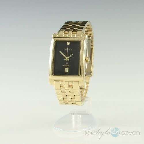 SEKONDA *AUTHENTIC BRANDED GOLD PLATED CLASSIQUE DIAMOND DATE WATCH **ONLY ONE AVAILABLE