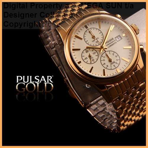 **R2,499.00** PULSAR GENTS AUTHENTIC BRAND NEW GOLD-TONE CHRONOGRAPH WATCH - IMPORTED FROM USA