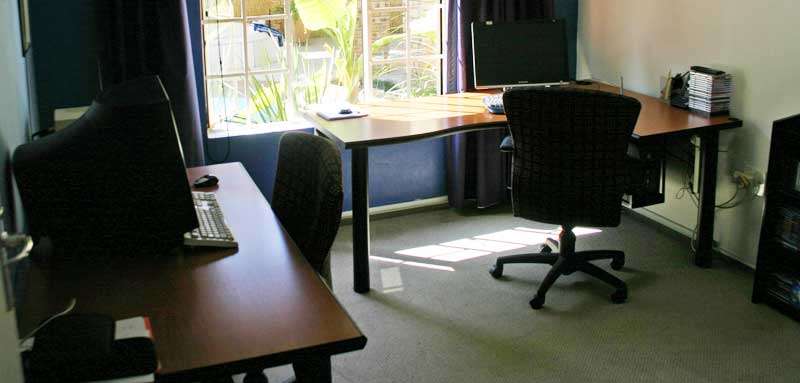 2 cherry wood veneer study desks