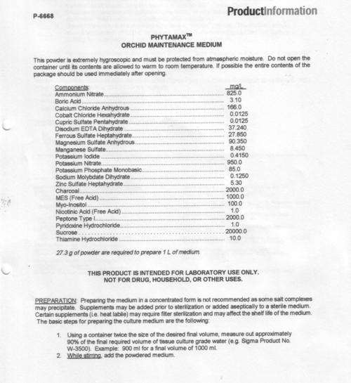 Orchid Flasking Medium P6668/668