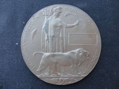 DEATH PLAQUE NILS LYSEL 3 SAI - KIA 09/04/1914 (ARRAS) ON ROLL FOR DELVILLE WOOD  18 PGS RESEARCH