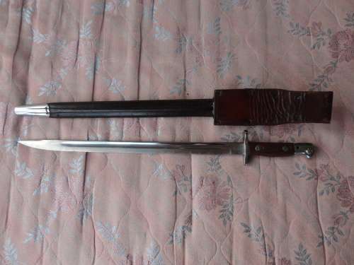 1907 PATTERN BAYONET - CHROMED FOR PARADE USE - COMPLETE WITH FROG