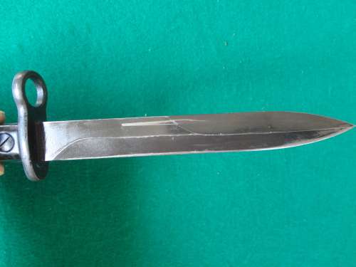 SADF ISSUE UZI BAYONET WITH SCABBARD & FROG 17CM BLADE - ARMSCOR MANUFACTURE