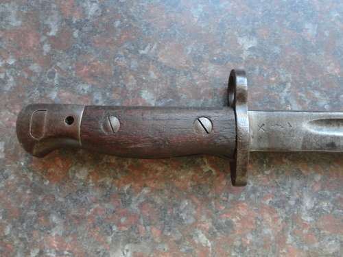 PATTERN 1907 WILKINSON BAYONET 'WSC' MARKED - NO SCABBARD - SOME PITTING TO BLADE