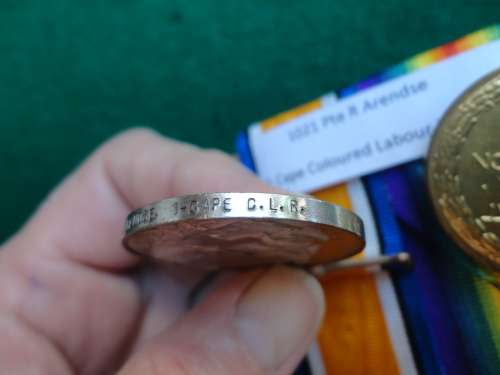 PAIR (COMPLETE) TO R ARENDSE - CAPE COLOURED LABOUR REGT. MIC INC. FRANCE 1/9/16 - 21/7/19