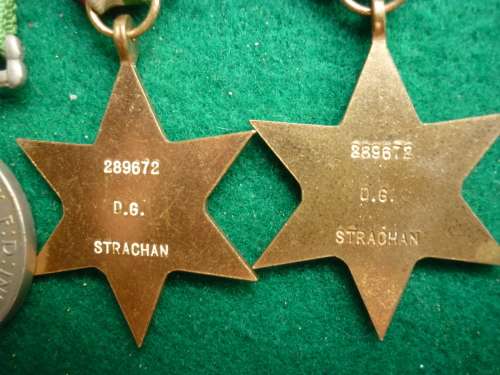 SET OF 4 MEDALS ALL CORRECTLY NAMED - ASM MISSING - TO 289672 DG STRACHAN