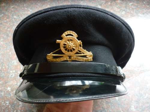 SADF ARTILLERY OFFICERS DRESS BLUES CAP - WITH GILDED CAP BADGE AS WORN TO 1976