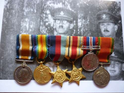 WW1 & WW2 MINIATURES TO CAPT ARTHUR SHAVE & ORIGINAL MID CERTIFICATE, COPY PHOTO - SEE DESCRIPTION