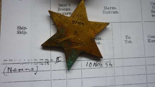 1939/45 STAR TO PETTY OFFICER R MILBOURN-SEAWARD DEF FORCE-SERVED HMSAS NERINE- SEE DESCRIPTION