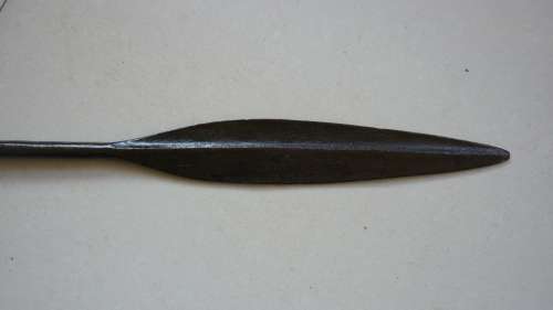 HANDCRAFTED SHONA SPEAR- BRASS BINDING ADORNMENT , WOODEN SHAFT = 1.50 METRE LONG =