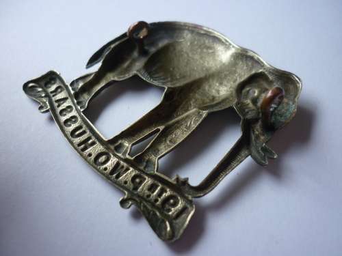 WORLD WAR ONE - 19TH PWO HUSSARS CAP BADGE - 100% ORIGINAL - LUGS INTACT