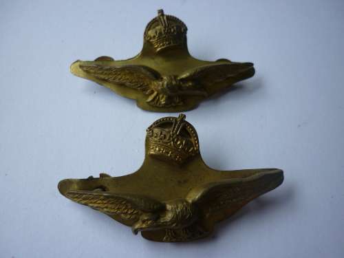 1918 PATTERN RAF RANK SLEEVE EAGLES - FACING PAIR =  NOT RAF SIDE CAP BADGES = 100% ORIGINAL