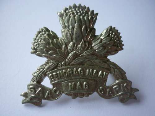SA ARMOURED CORP CAP BADGE - 2 SCREW POSTS - UNUSUAL IN WHITE METAL NOT CHROME
