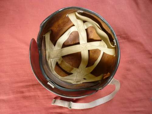 1ST TYPE IMPALA PILOT HELMET. PAINTED WHITE OVER THE ORIGINAL GREEN FINISH -TO REFLECT HEAT.