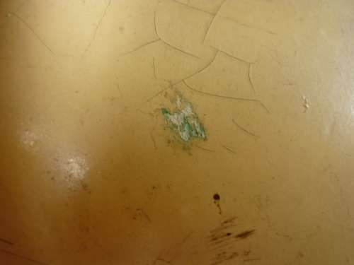 1ST TYPE IMPALA PILOT HELMET. PAINTED WHITE OVER THE ORIGINAL GREEN FINISH -TO REFLECT HEAT.