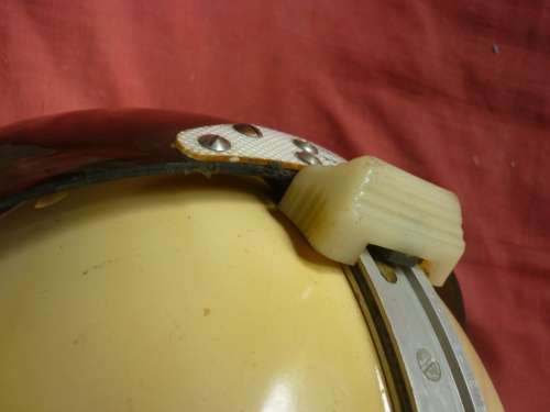 1ST TYPE IMPALA PILOT HELMET. PAINTED WHITE OVER THE ORIGINAL GREEN FINISH -TO REFLECT HEAT.