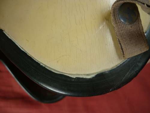 1ST TYPE IMPALA PILOT HELMET. PAINTED WHITE OVER THE ORIGINAL GREEN FINISH -TO REFLECT HEAT.