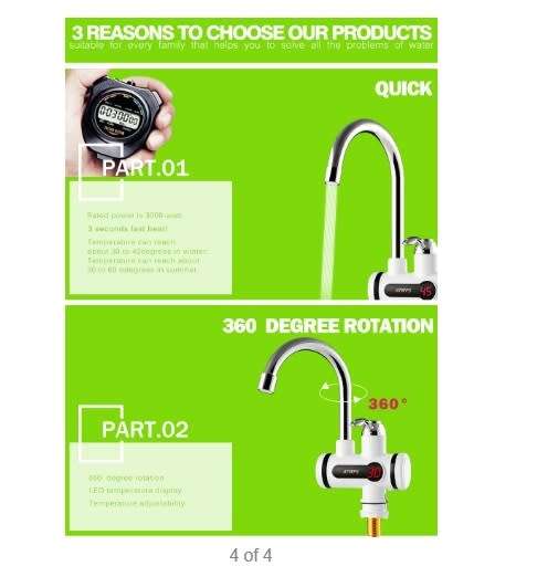 Electric Water Heater Tap Instant Hot Water Faucet Heater Cold Heating Faucet