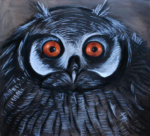 SCOPS OWL! AN ORIGINAL OIL PAINTING! STARTING AT R1 ONLY!