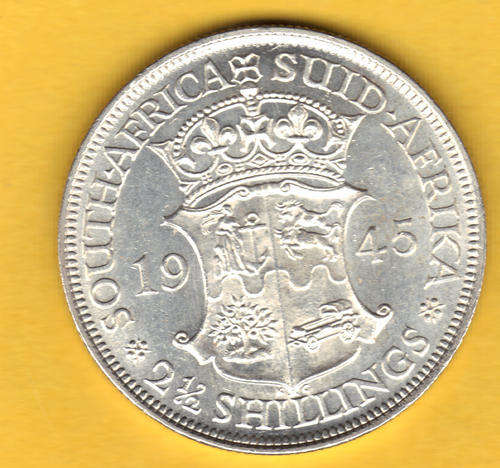1945 - 2 1/2 SHILLING - HALF CROWN - SILVER - SOUTH AFRICA
