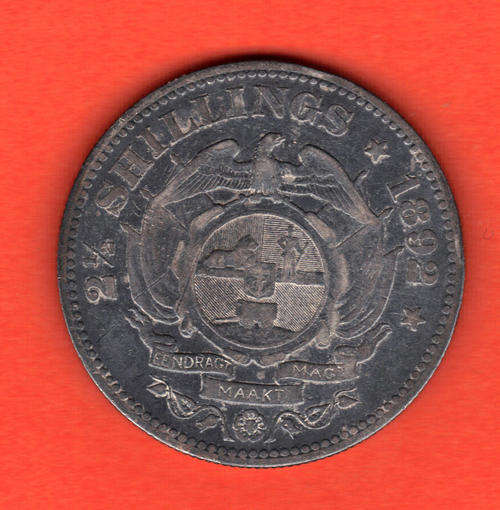 1892 - ZAR 2 1/2 SHILLING - SILVER - SOUTH AFRICA