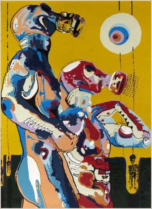 Radioactive Lovers by Surrealist Pioneer Ras Steyn - 250mm x 350mmn - Silkscreen [3xAvailable]