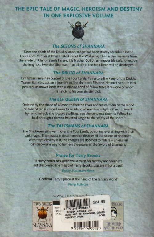 TERRY BROOKS : The Heritage of Shannara - The Complete Series - 230mm x 150mm  - Very Good Condition