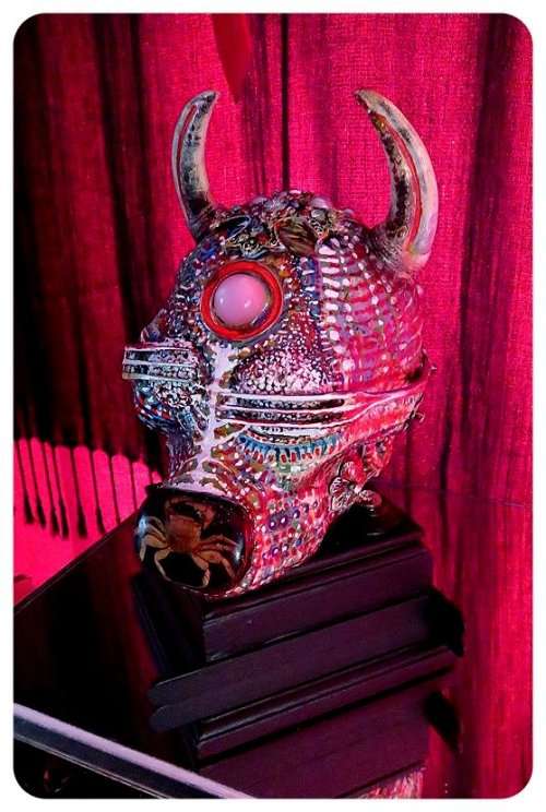 Original Art: The Monolingual Soothsayer by Surrealist Ras Steyn - Resin Coated Biomorphic Skull 1X