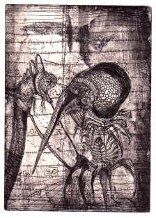 Shards of Hitchcock by Ras Steyn - 145mmX210mm - Copperplate Etching on Fabriano - Limited Signed Ed