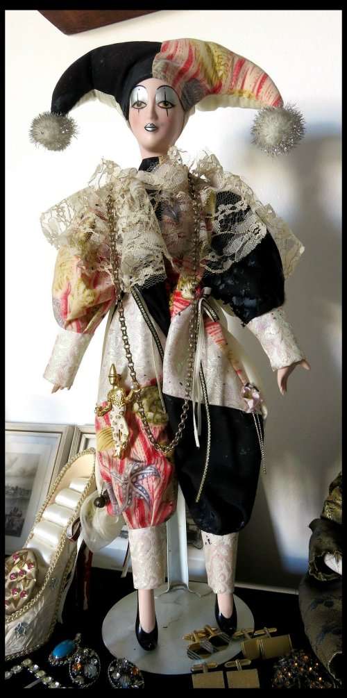 VINTAGE HARLEQUIN DOLL CIRCA 1960s (in Remarkable Condition) Height:430mm and Across 200mm SALE !!!